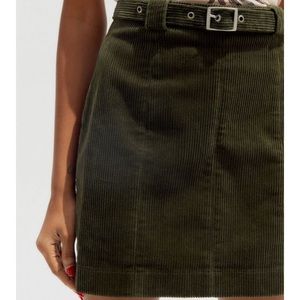 UO Franny Corduroy Belted Mini Skirt